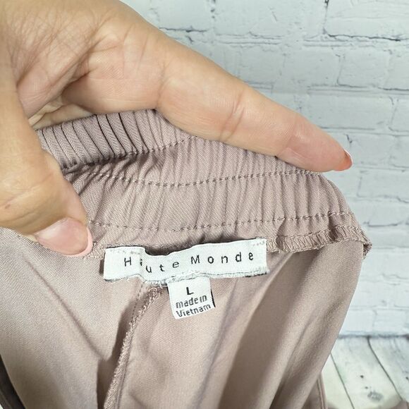 Hiute Monte Pants Women Size Large Rose Flat Wide Leg Trousure Office Preppy - Picture 8 of 9